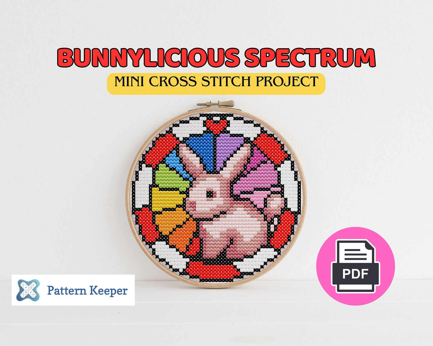 Stained Glass Mini Cross Stitch Rabbit Pattern