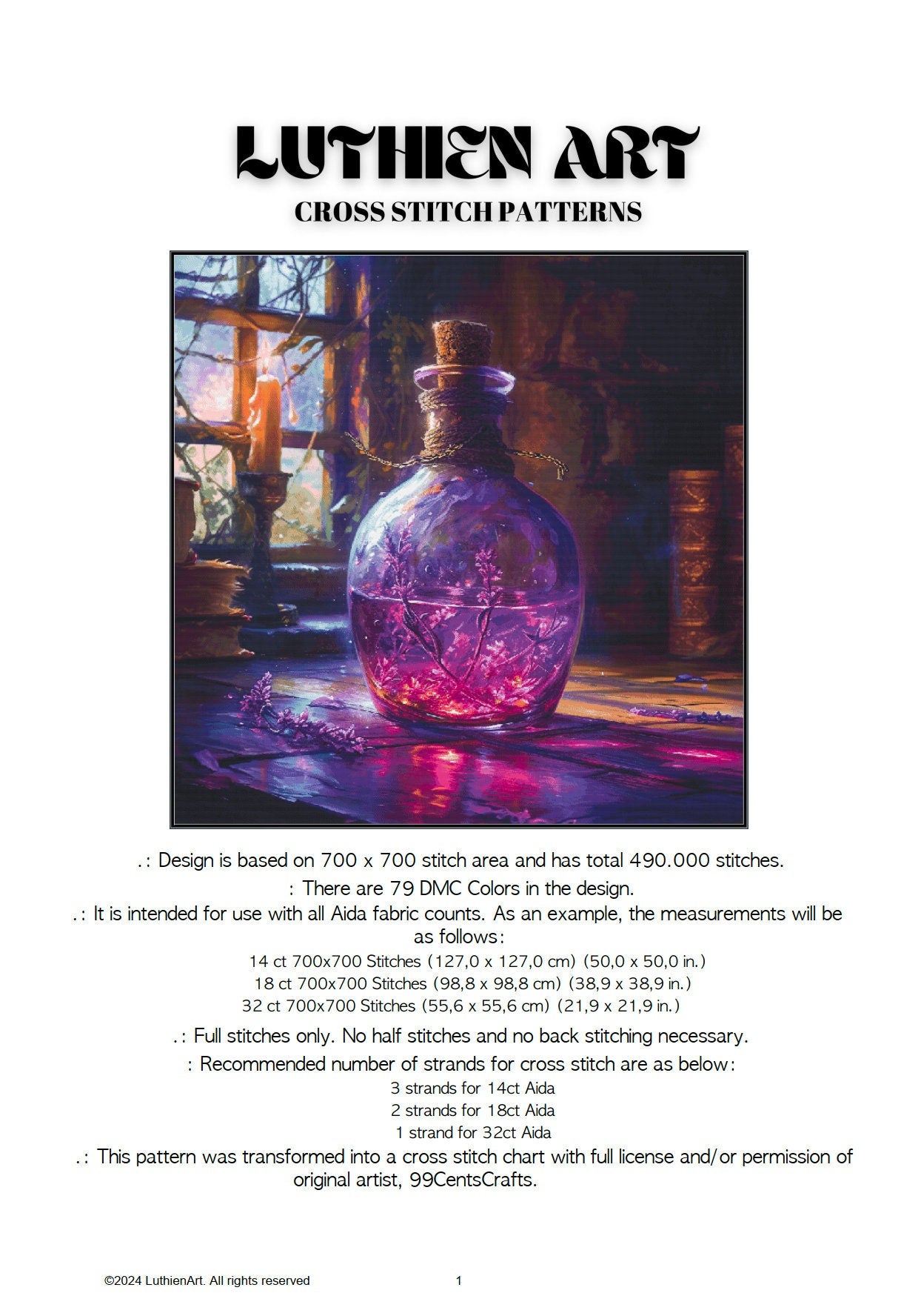 Soul Binding Love Potion Cross Stitch Chart