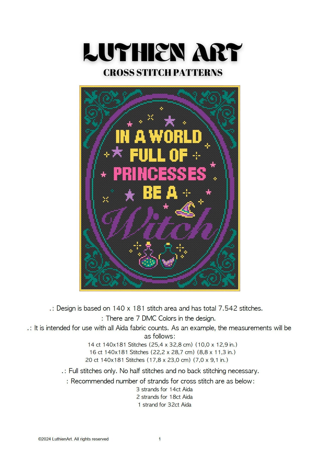 Witchy Wisdom Cross Stitch Pattern