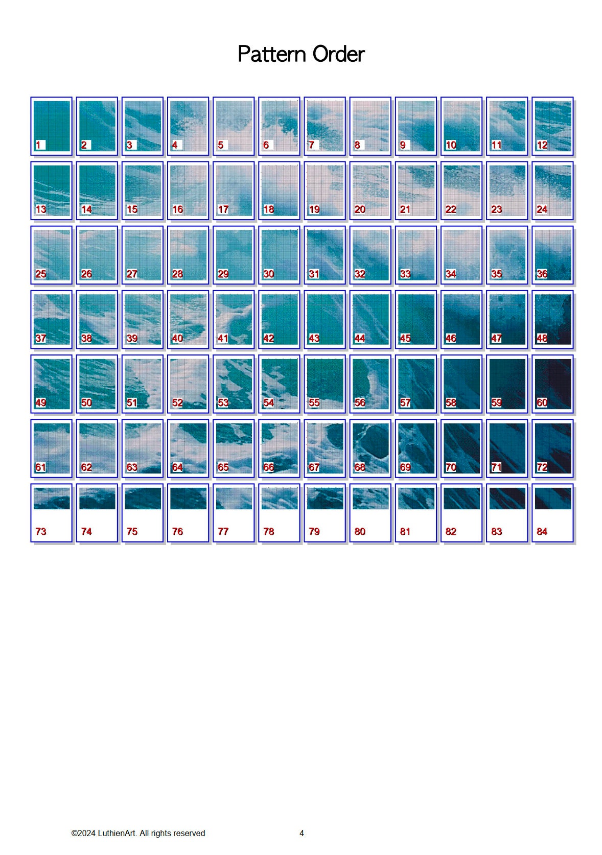 Foamy Ocean Waves Cross Stitch Chart (Medium)