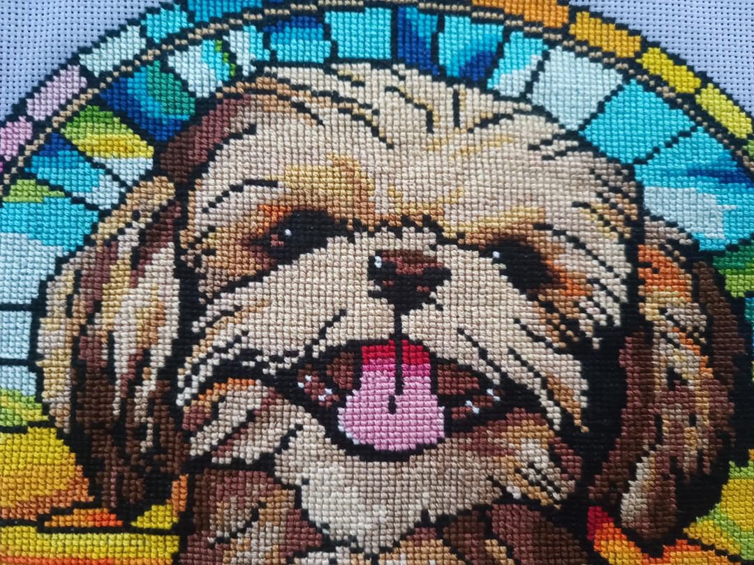 Stained Glass Shih Tzu Cross Stitch Pattern