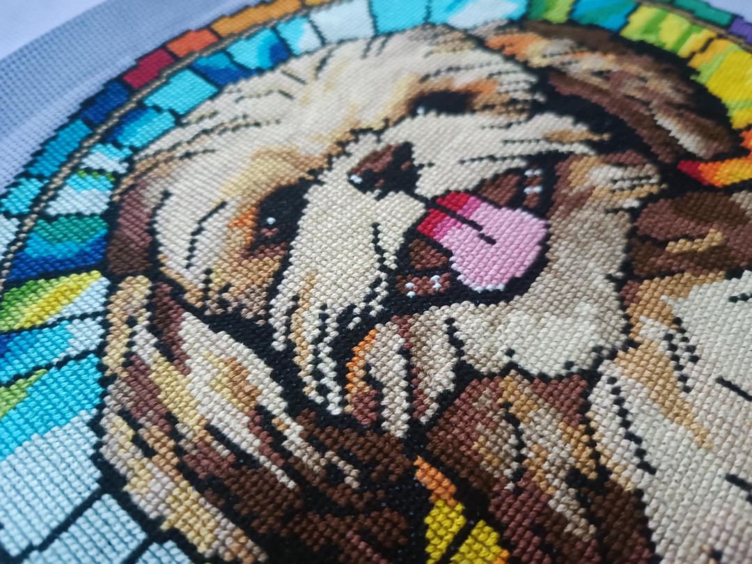 Stained Glass Shih Tzu Cross Stitch Pattern