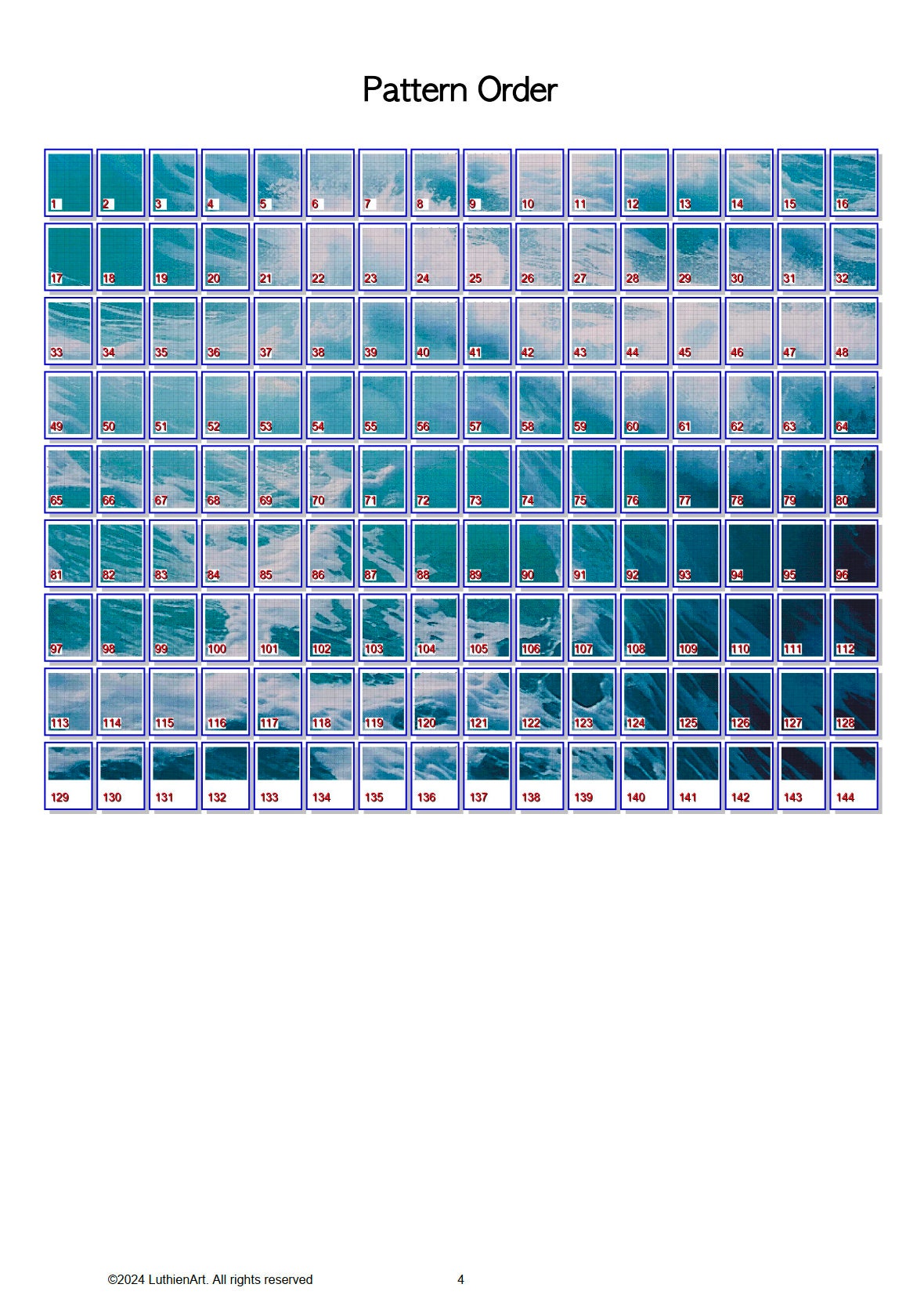 Foamy Ocean Waves  Cross Stitch Chart (Large)