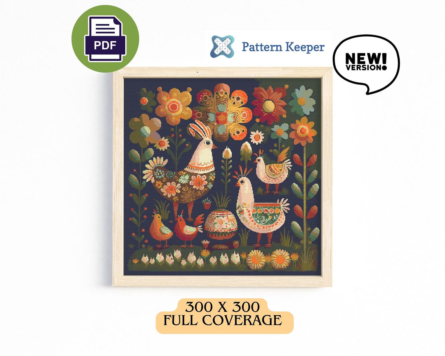 Easter Folklore Rooster Cross Stitch Chart