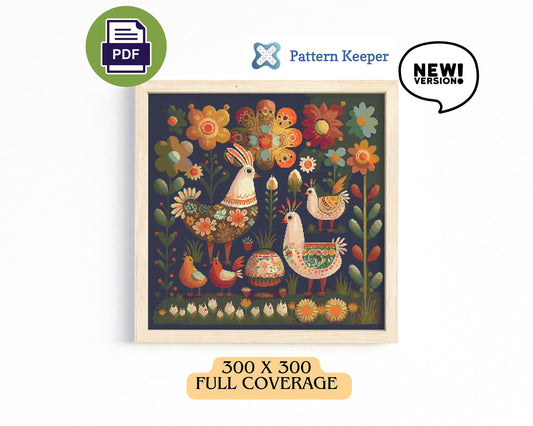 Easter Folklore Rooster Cross Stitch Chart