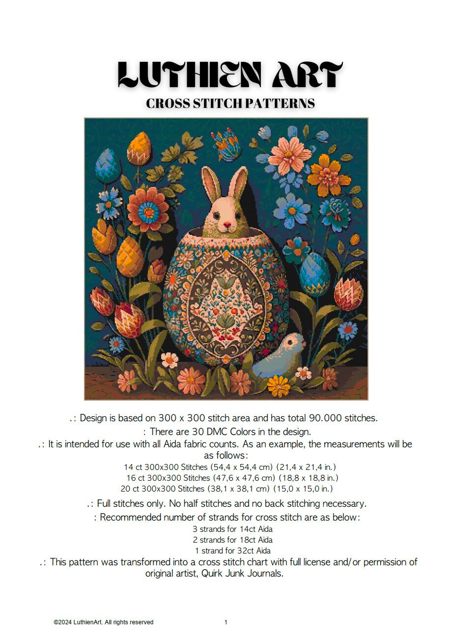 Easter Folklore Rabbit Cross Stitch Chart