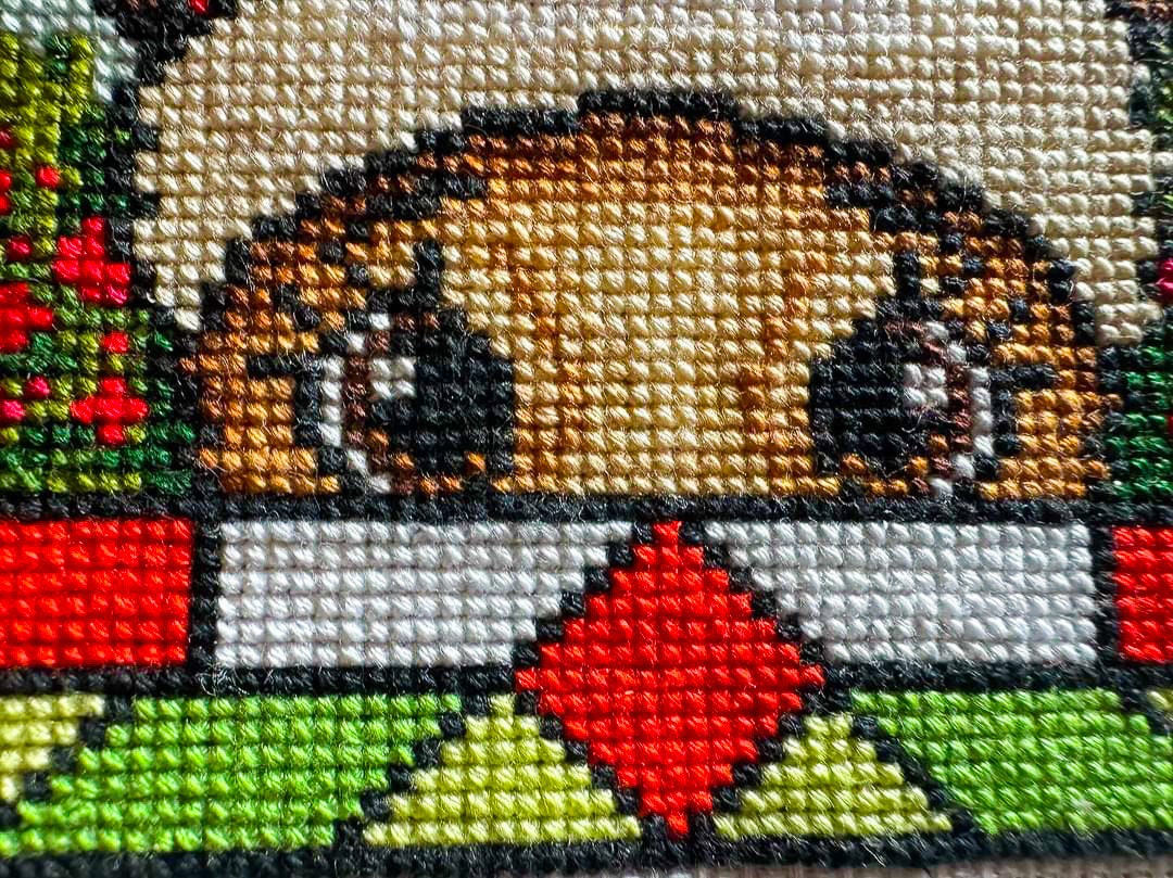 Stained Glass Rudolph The Reindeer Christmas Peeking Cross Stitch Pattern