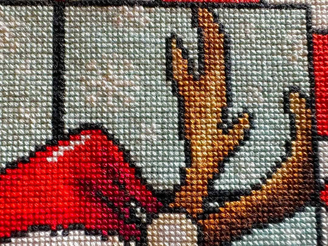 Stained Glass Rudolph The Reindeer Christmas Peeking Cross Stitch Pattern