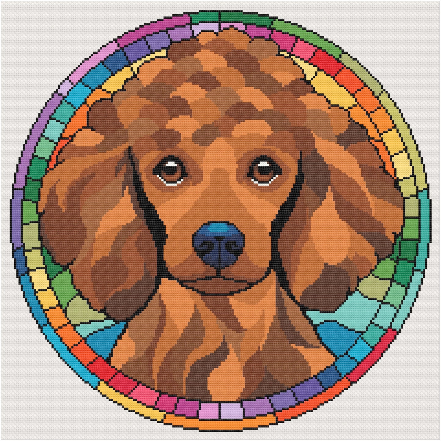 Stained Glass Poodle Cross Stitch Pattern