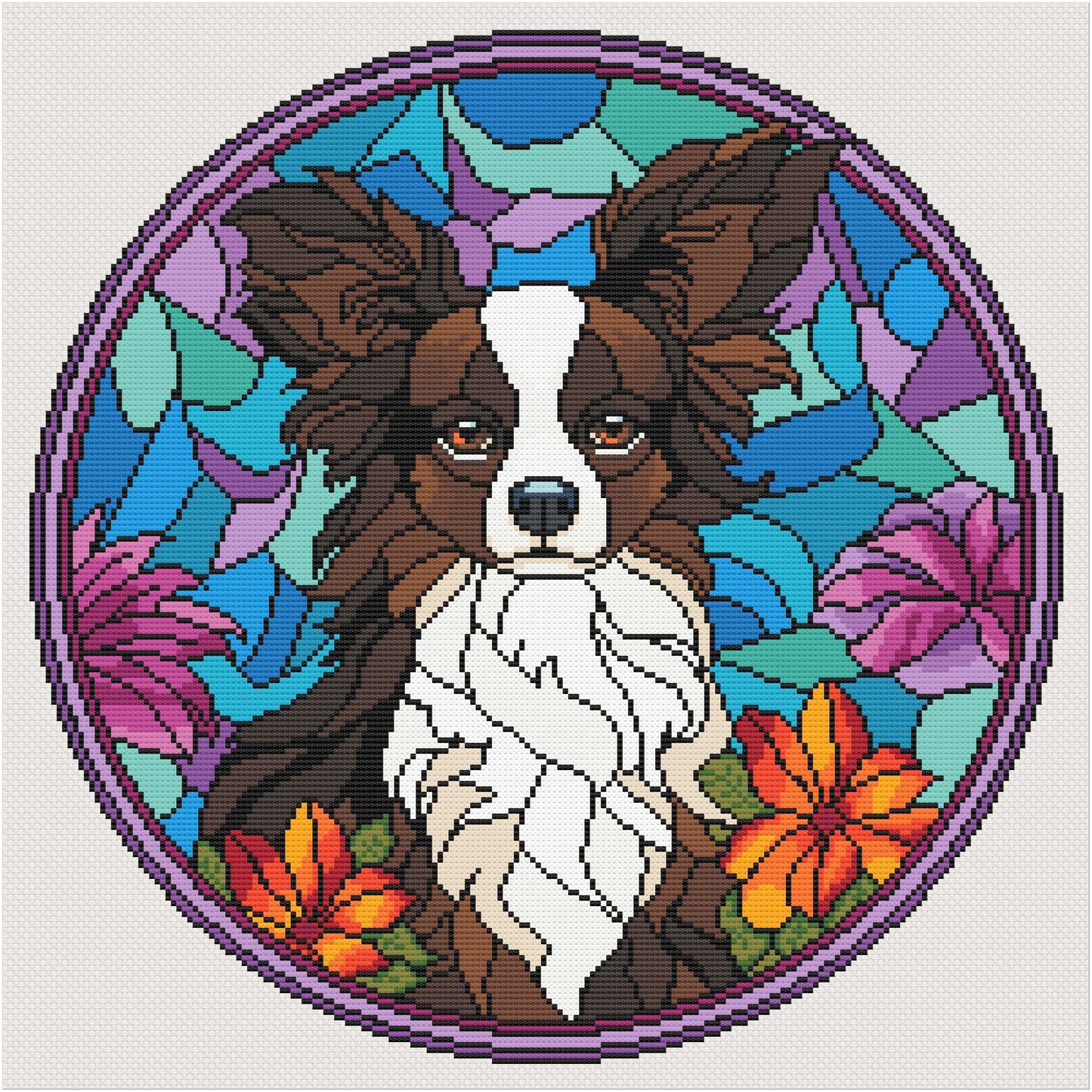 Stained Glass Papillon Cross Stitch Pattern