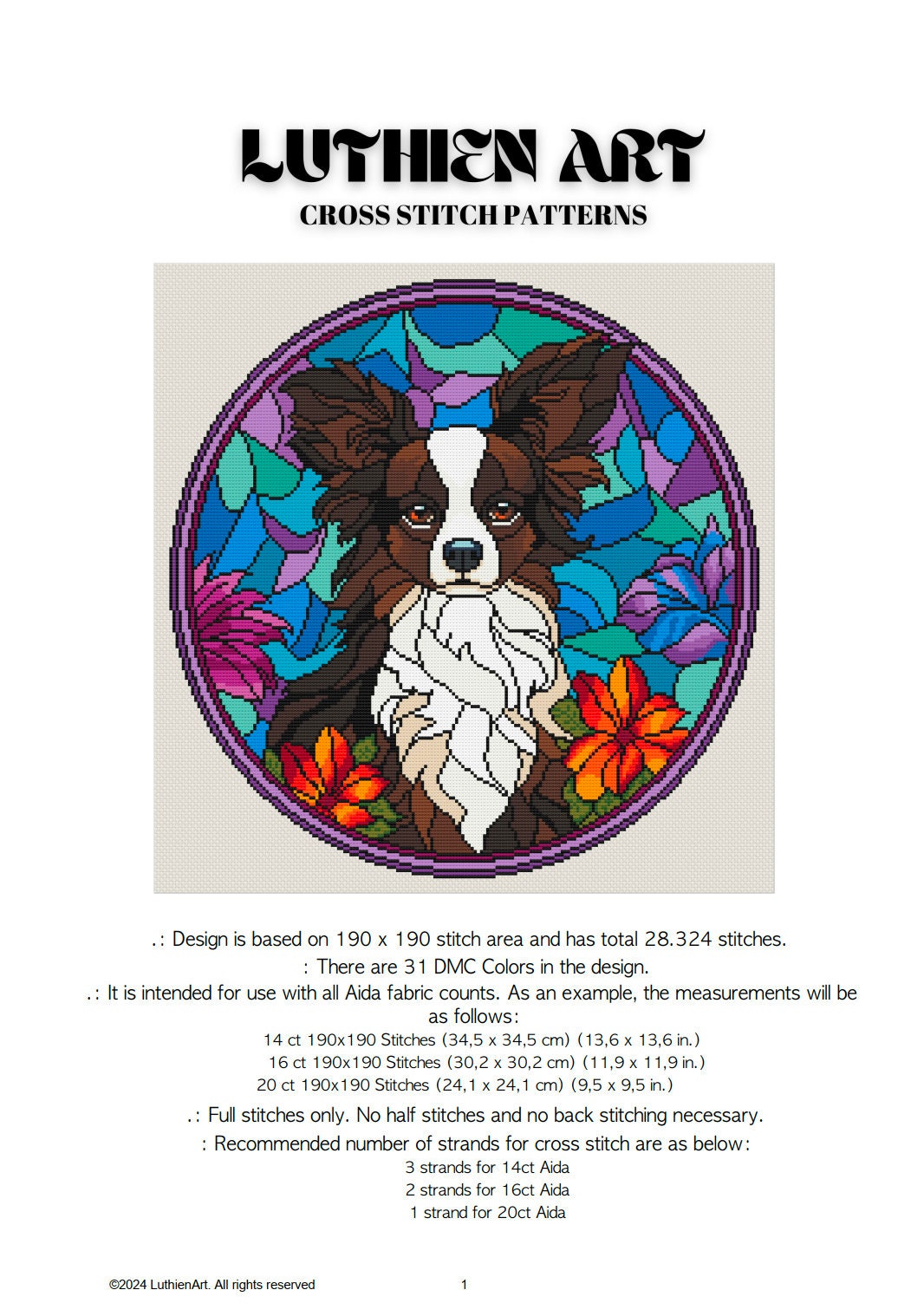 Stained Glass Papillon Cross Stitch Pattern