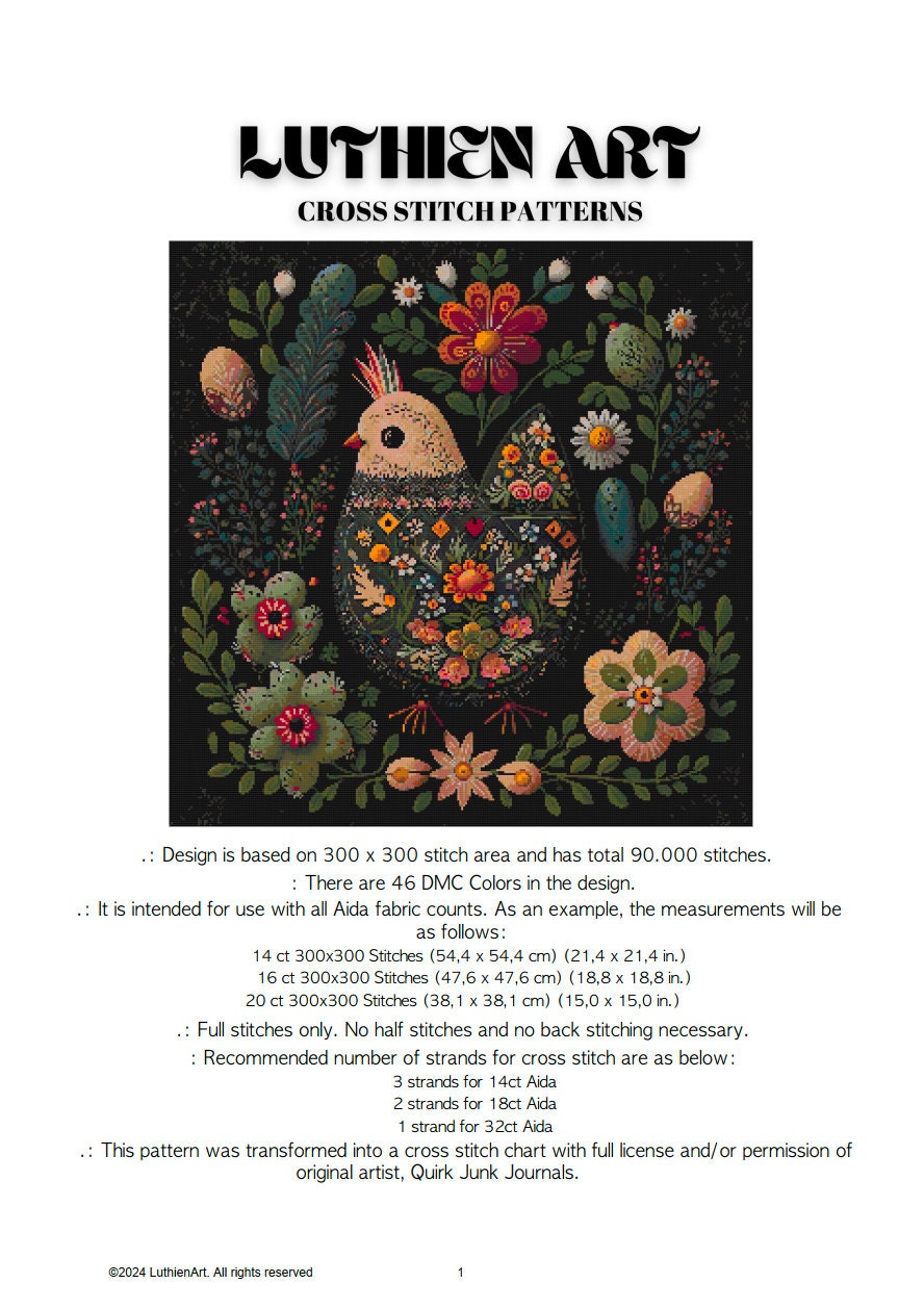 Easter Folklore Chicken Cross Stitch Chart