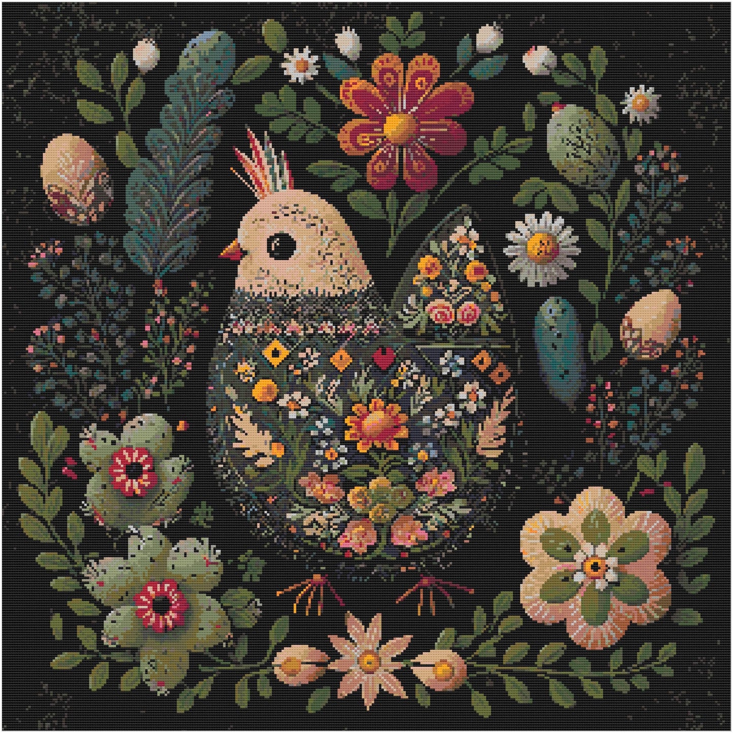 Easter Folklore Chicken Cross Stitch Chart