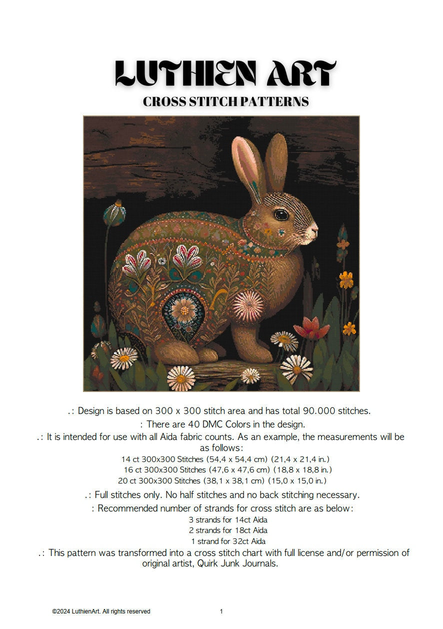 Easter Folklore Bunny Cross Stitch Chart