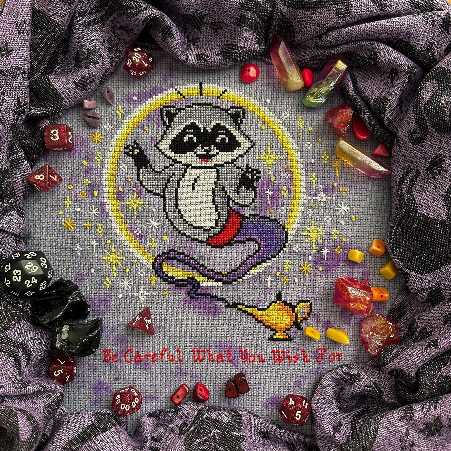 Raccoon Wish Maker Cross Stitch Pattern