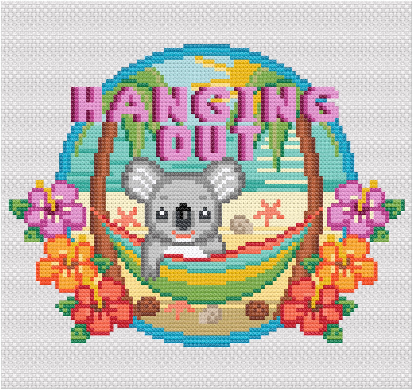 Lazy Koala Summer Cross Stitch Pattern