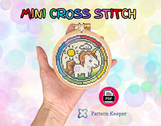 Stained Glass Mini Cross Stitch Unicorn Pattern