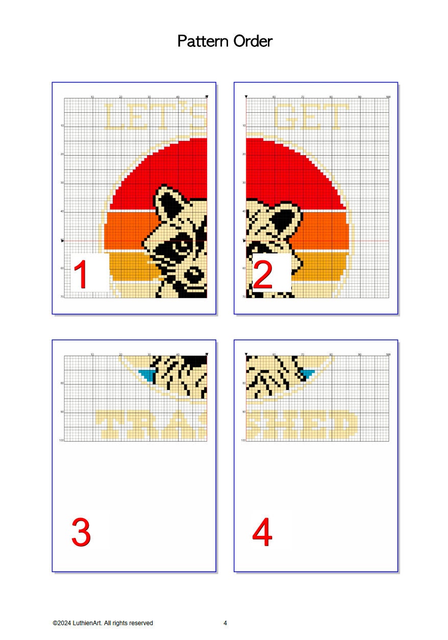 Retro Trashed Raccoon Cross Stitch Pattern