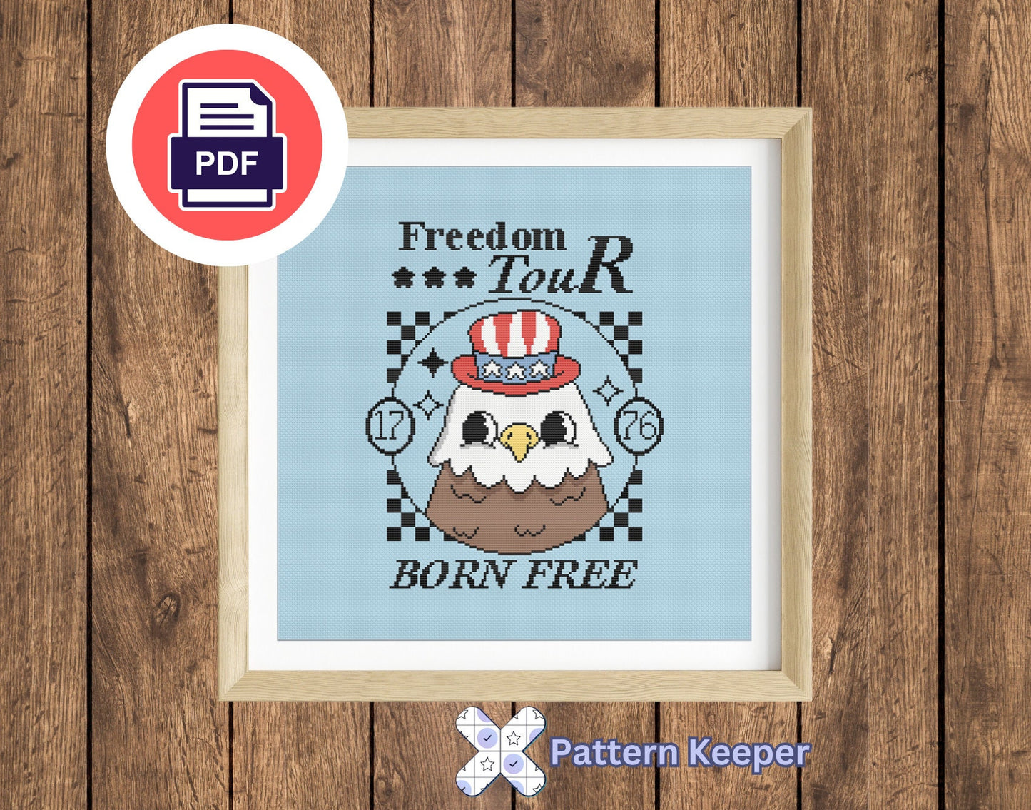 Retro Independence Day Cross Stitch Pattern