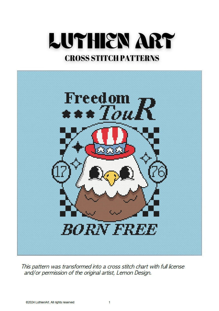 Retro Independence Day Cross Stitch Pattern