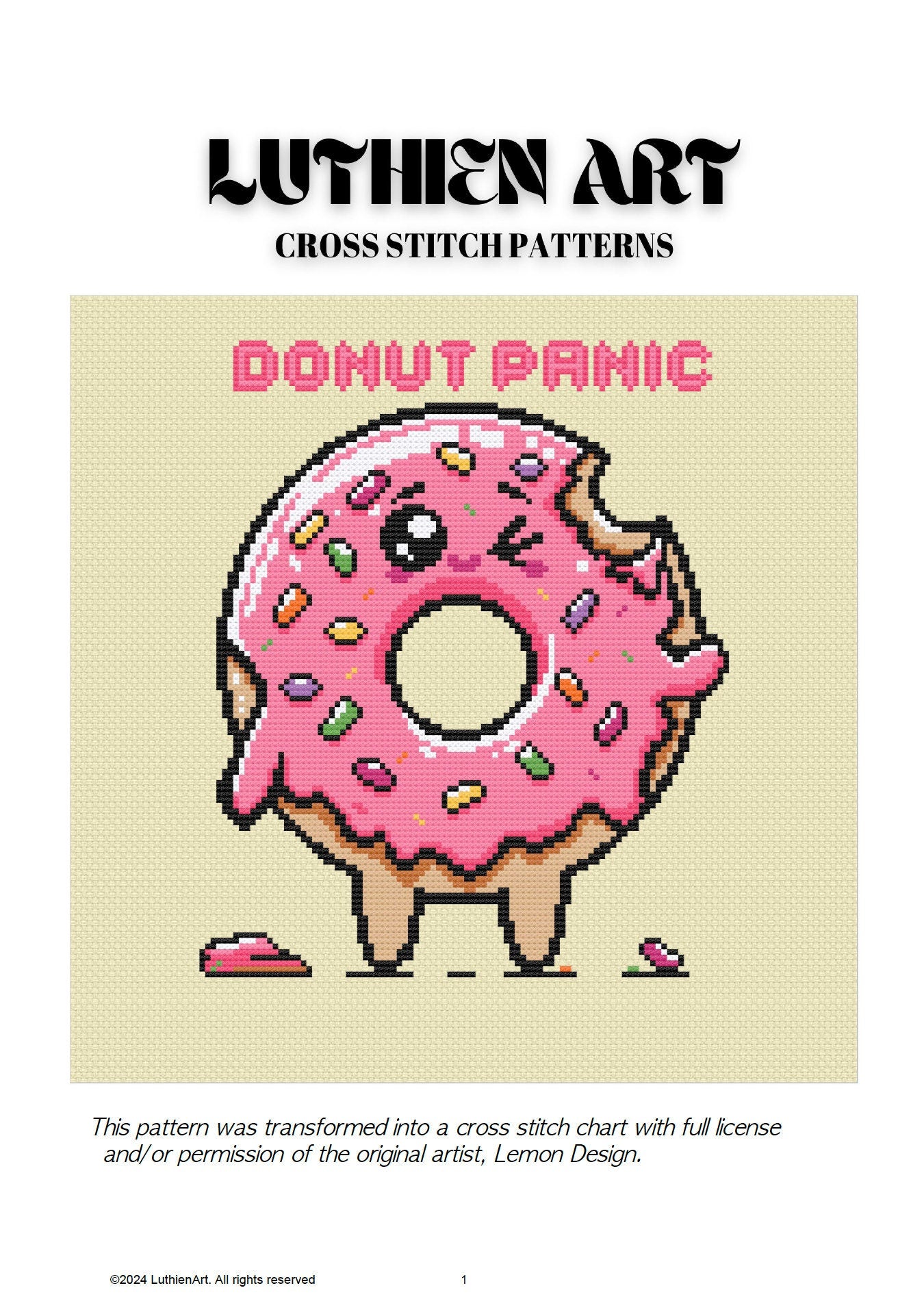 Cute Kawaii Donut Cross Stitch Pattern