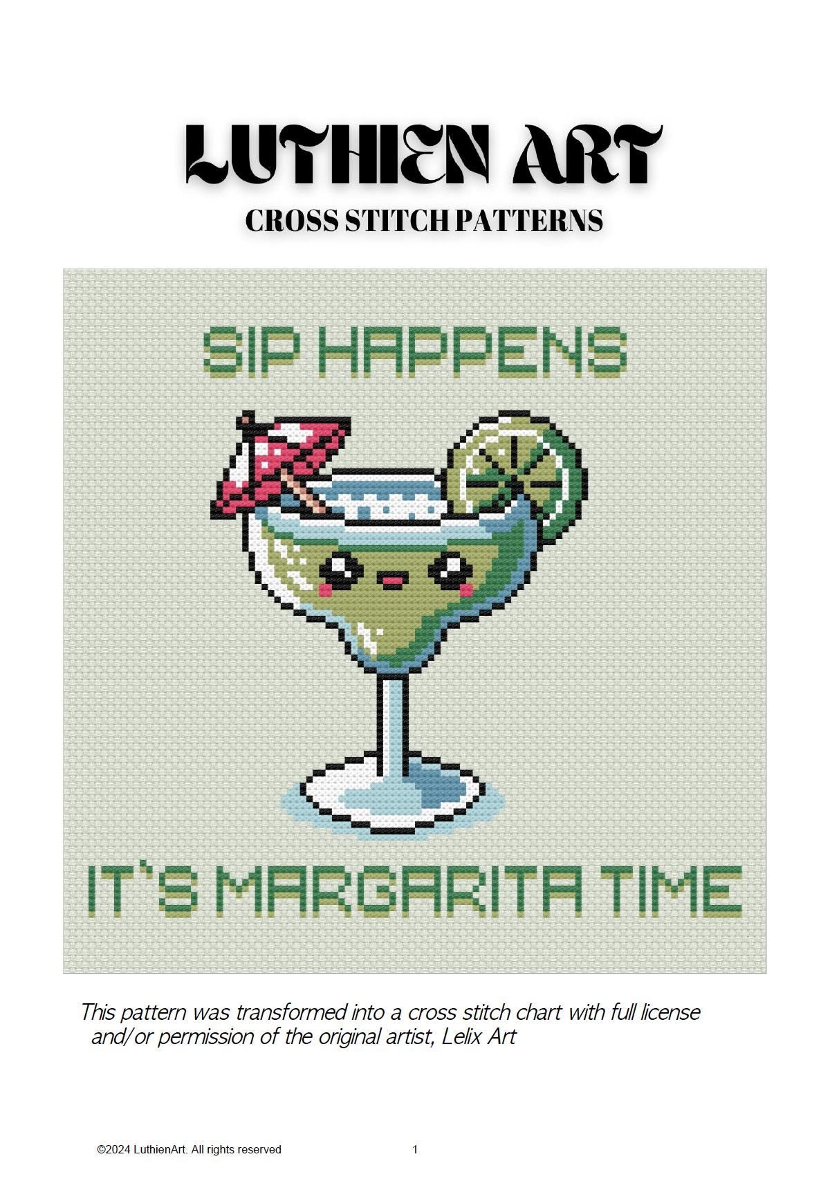 Cute Kawaii Margarita Cross Stitch Pattern