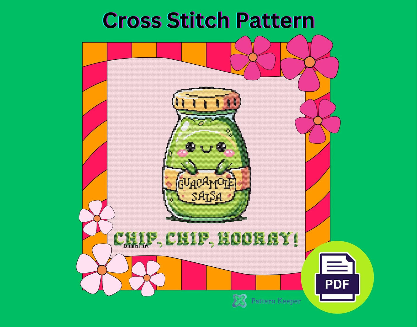 Cute Kawaii Guacamole Cross Stitch Pattern