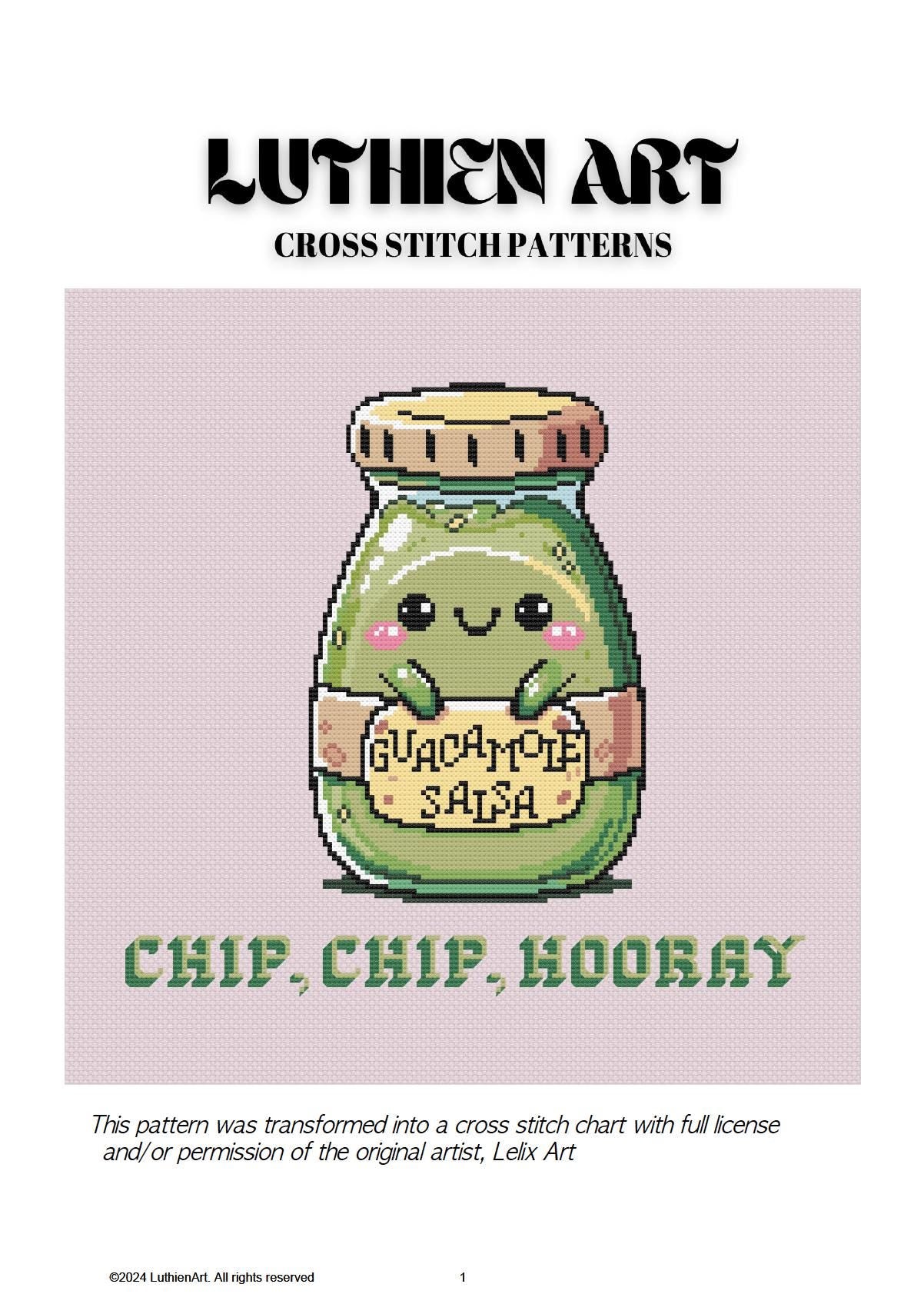 Cute Kawaii Guacamole Cross Stitch Pattern