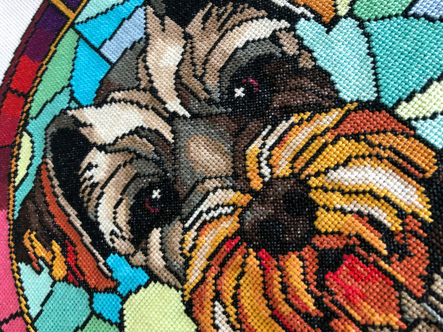 Stained Glass Schnauzer Cross Stitch Pattern