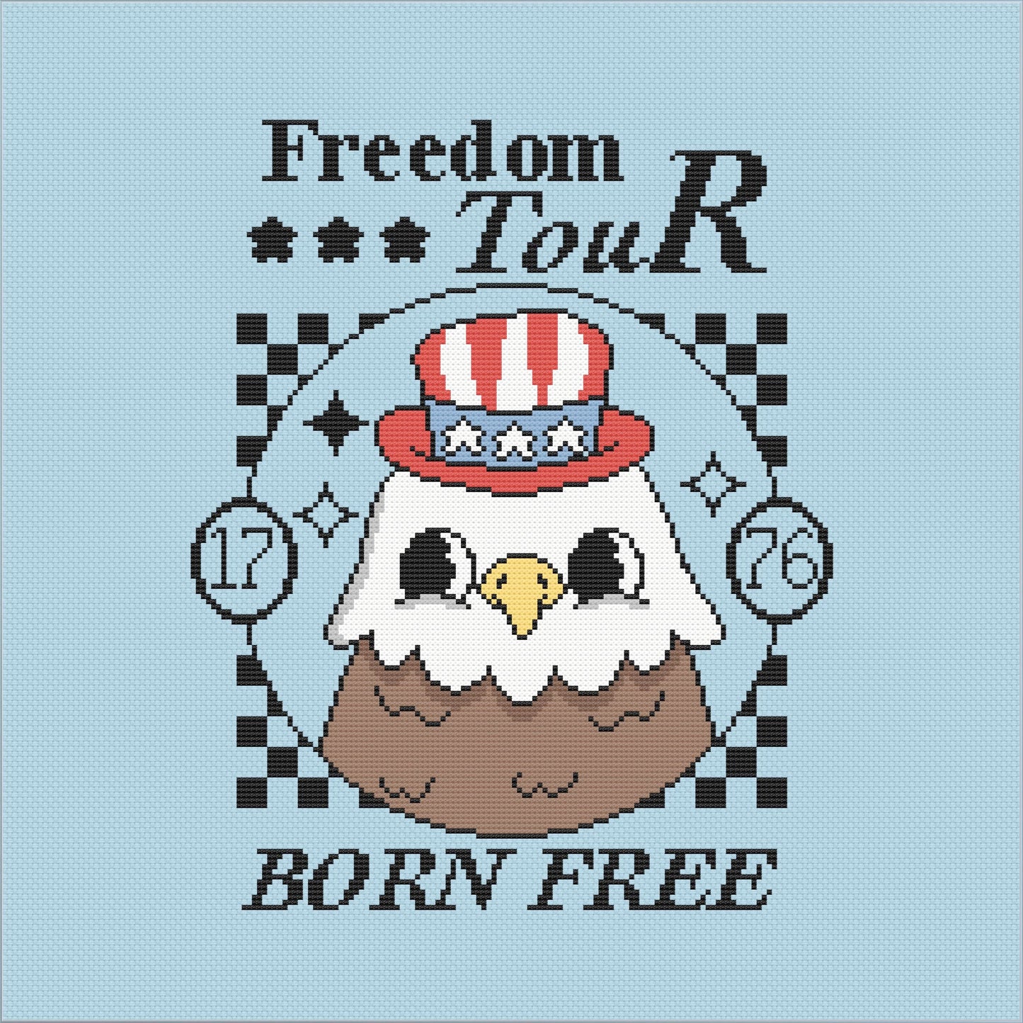 Retro Independence Day Cross Stitch Pattern