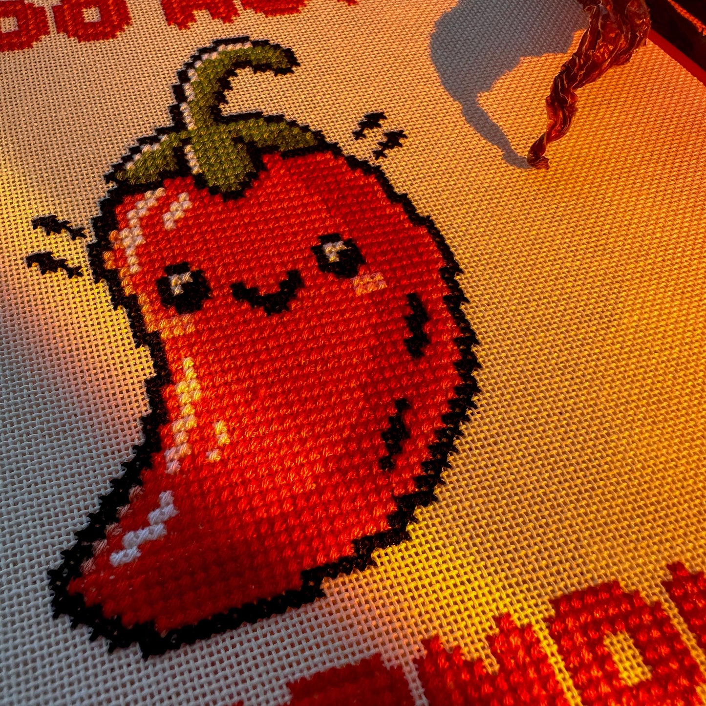 Cute Kawaii Chili Pepper Cross Stitch Pattern