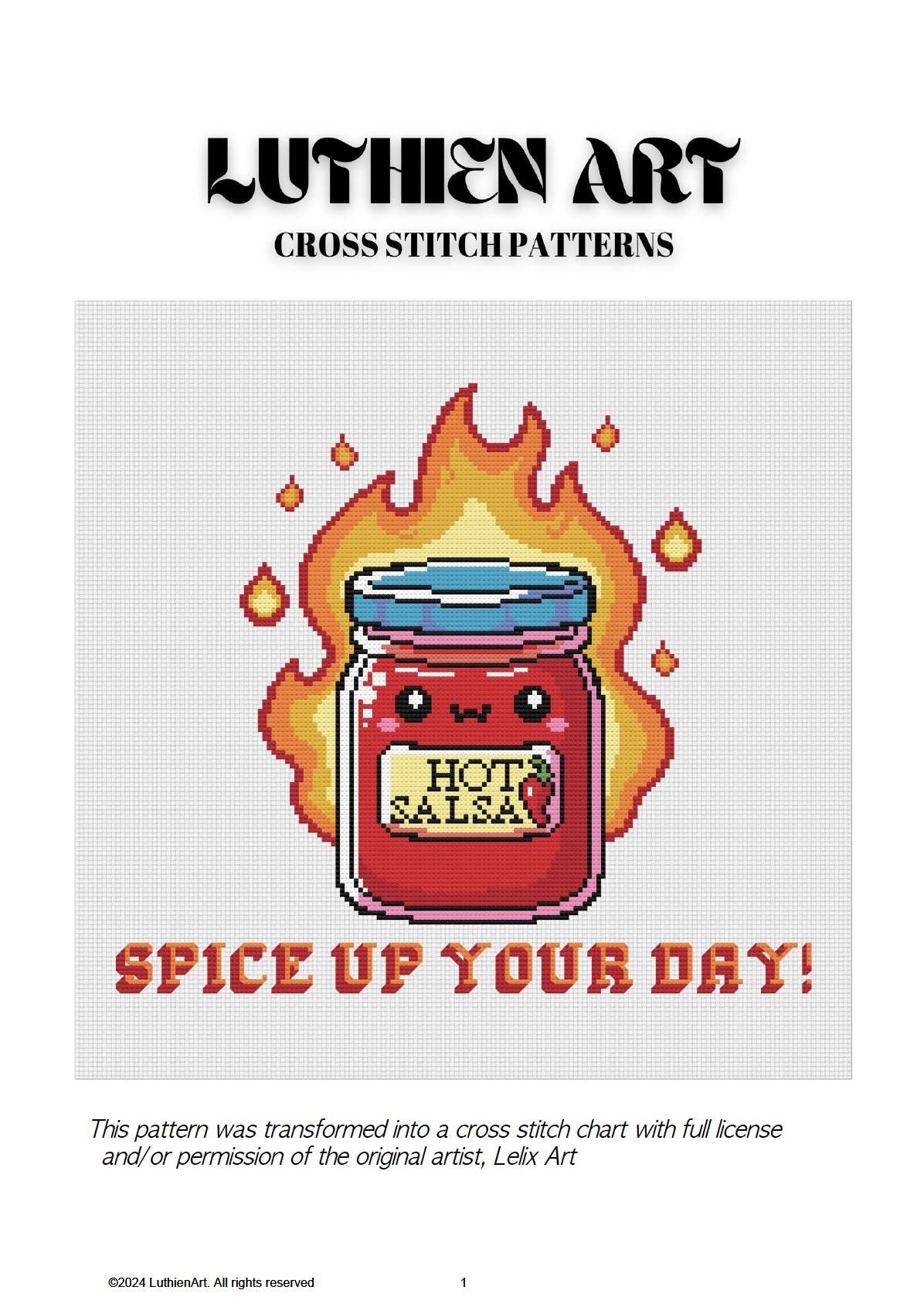 Cute Kawaii Hot Salsa Cross Stitch Pattern