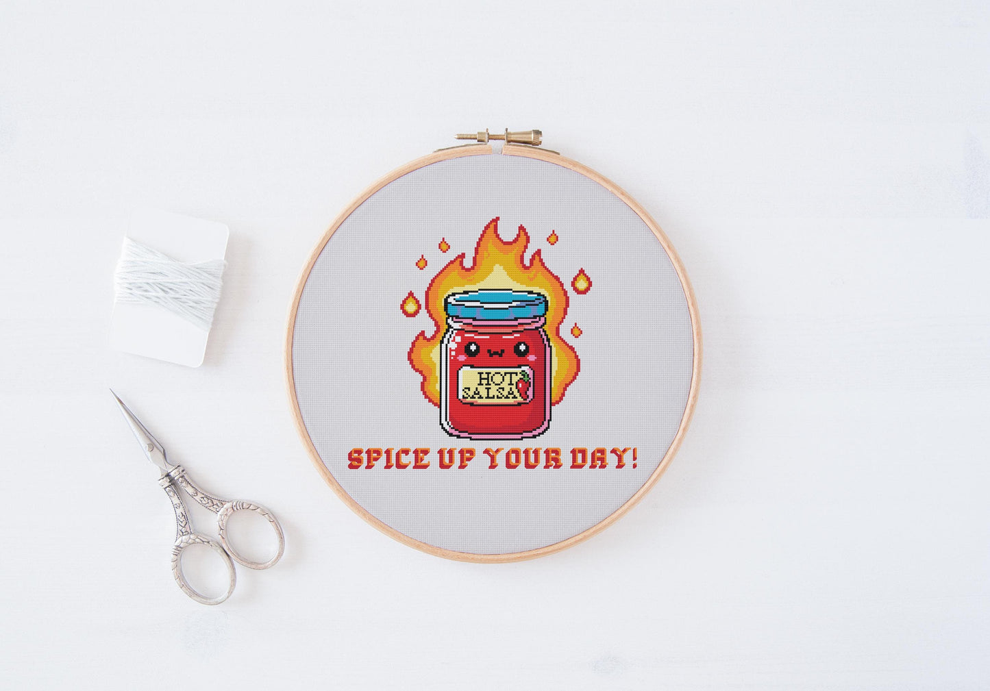 Cute Kawaii Hot Salsa Cross Stitch Pattern