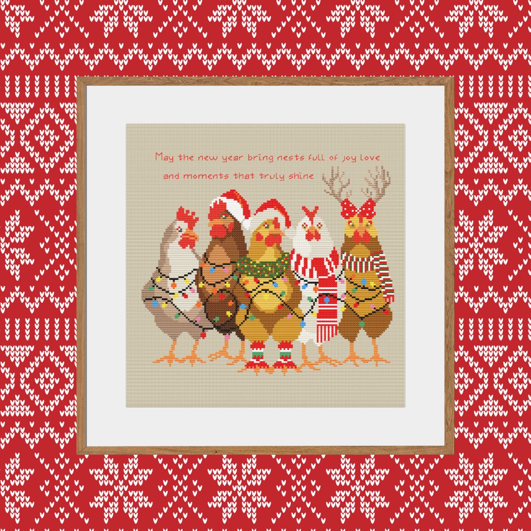 Merry Chickmas Christmas Cross Stitch Pattern