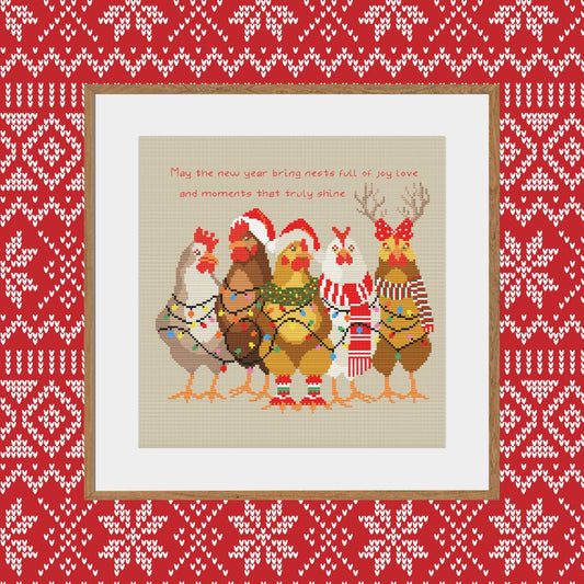Merry Chickmas Christmas Cross Stitch Pattern
