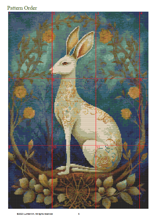 Vintage Fantasy Forest White Rabbit Cross Stitch Chart