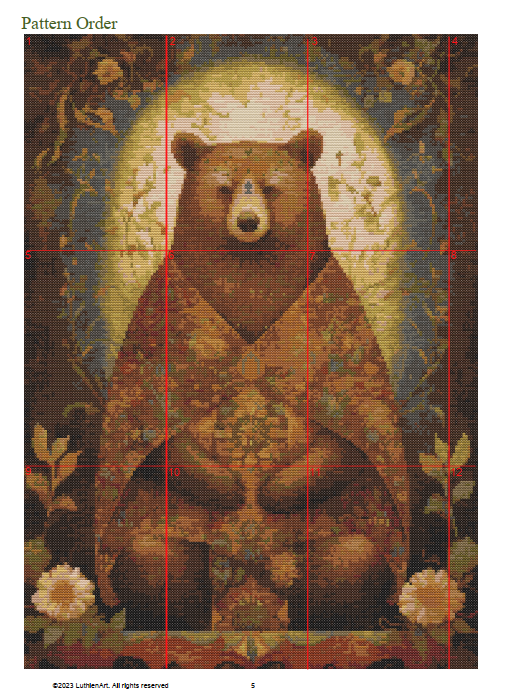 Vintage Fantasy Forest Bear Cross Stitch Chart