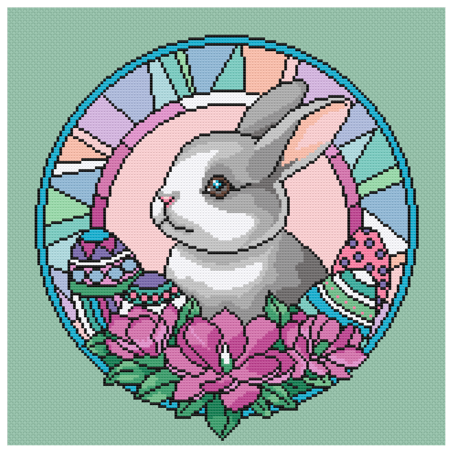 Spring Time Easter Bunny Cross Stitch Pattern
