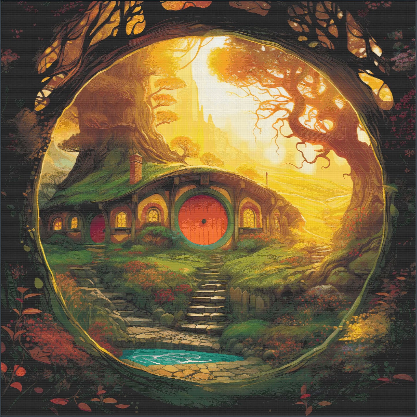 Hobbit Hole Underhill Hideaway Cross Stitch Chart